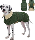 Kuoser Dog Coat, Super-Warm Dog Jacket Windproof Pet Cold Weather Coats for Extra Large Dogs, Fleece Lining Quilted Turtleneck Puppy Snowsuit Reflective Adjustable Doggie Winter Clothes, Green, 3XL