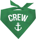 Crew with Anchor Dog Bandana | 100% Cotton | Made in USA | Boat & Fishing | Captain | Beach & Lake | Summer | Outdoors | Father's Day |Green, One Size (265)