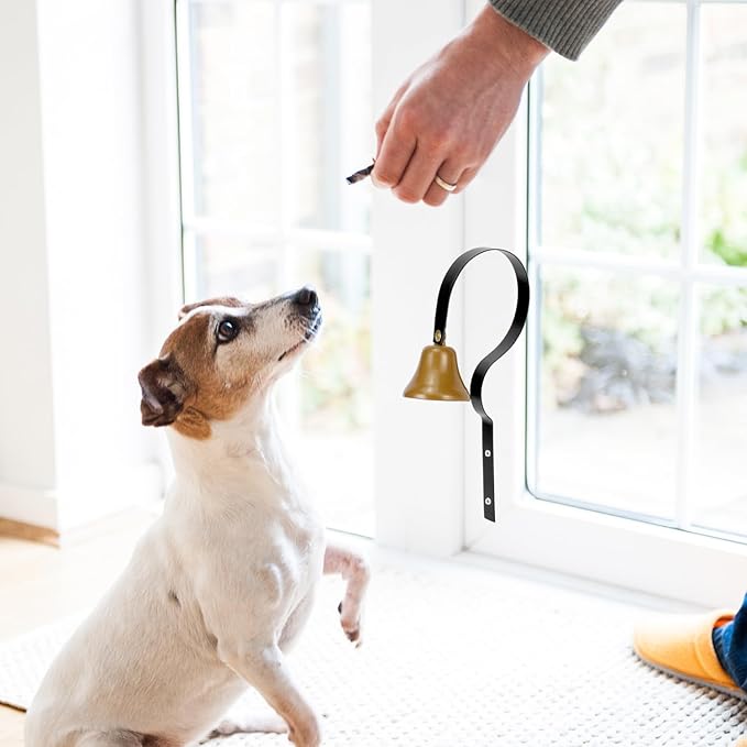 QWORK Shopkeepers Bell, 2 Pack Wall Mounted Clear Melodious Doorbell, 1.6" Diameter, Metal Doorbell Dog Training Bell, Customer Coming Doorbell, Anti Theft Doorbell for Service Alert, Pet Training