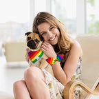 E-Clover Pride Dog Bandanas & Matching Scrunchie Set Rainbow Dog Bandana Scarf with Hair Tie for Medium Large Dogs Pet Owner Mom Gifts
