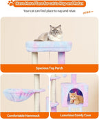 FISH&NAP Cute Cat Tree Kitten Cat Tower for Indoor Cat Condo Sisal Scratching Posts with Jump Platform Cat Furniture Activity Center Play House Rainbow