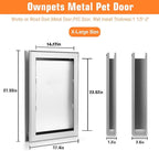 Ownpets Aluminum Extra Large Dog Door, Pet Door with Magnetic Flap and Lockable Sliding Panel, Heavy Duty Doggy Door for Dogs Up to 200lbs(Silver)