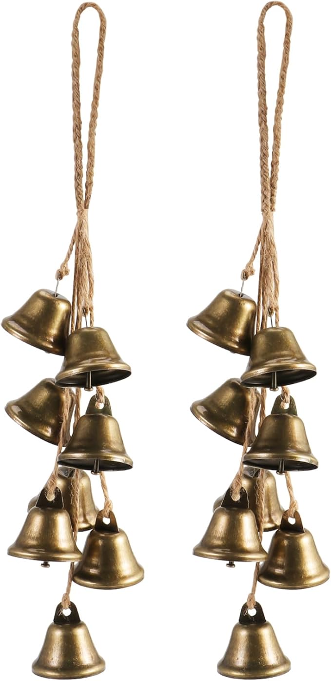 2 Pack Witch Bells Protection for Door Knob Outdoor Bells Hanging Wind Chimes Witchy Things Clear Negative Energy Witch Bells Set Wiccan Bell Witchy Gifts(Classic)
