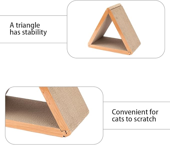 3-Sided Vertical Foldable Cat Scratching Post - Triangle Cat Scratcher Board, Multiple Angle Scratch Pad with 6 Usable Sides, Recyclable Cardboard for Indoor Cats