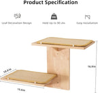 Meowoou Cat Wall Shelves with Leaves, 2 Platform Cat Wall Furniture, Cat Tree Shelves, Rubber Wood Wall Perch with Mat, Bridge for Climb, Nap, Play, Decor