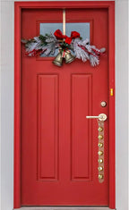 Frienda Hanging Jingle Sleigh Bells 7-Bell Dog Doorbells for Door Knob Faux Leather Belts Go Outside Dog Bells Christmas Decor and Holiday Decorations, 18.7 x 1.8 x 1 Inches(Light Brown with Gold)