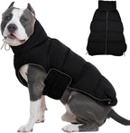 FUAMEY Dog Puffer Jacket for Large Dogs,Dog Cold Weather Coats Dogs Down Jackets Waterproof Pet Snowsuits Warm Puppy Winter Vest Turtleneck Pets Adjustable Jackets Coats Black XXXL