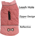 Reversible Dog Coats for Medium Dogs Waterproof Warm Dog Jacket for Cold Winter,Pink L