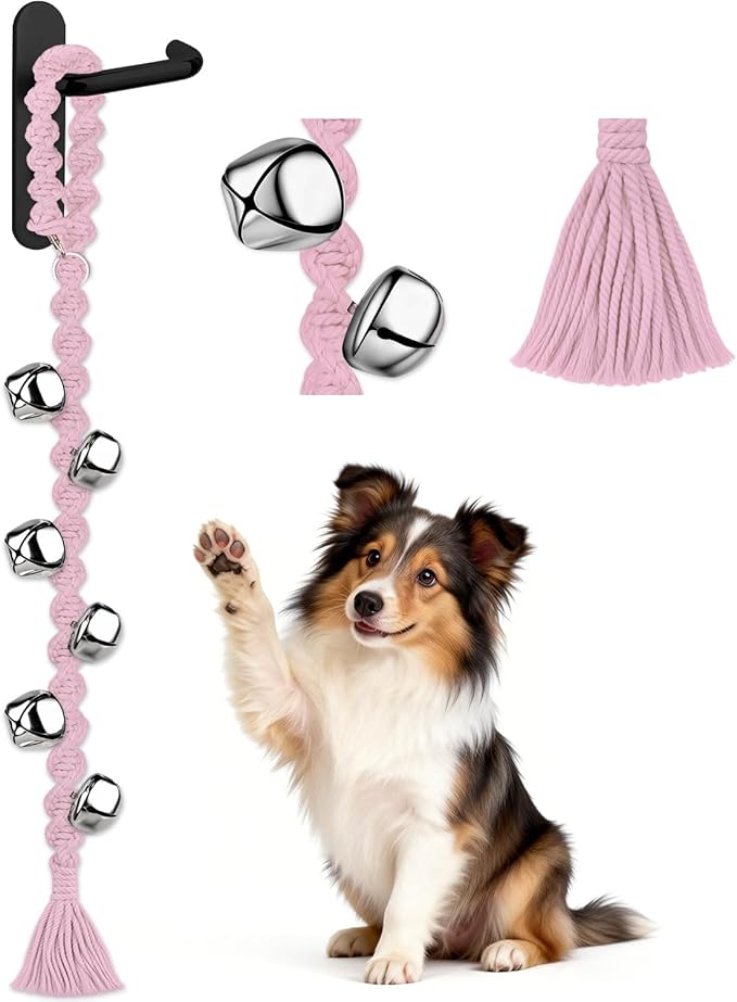 COOYOO Dog Bells to Go Outside, Premium Quality Potty Training Dog Door Bell, Yarn Handwoven Dog Bell, Adjustable Housetraining Hanging Bell-6 Extra Large Loud 1.5 DoorBells