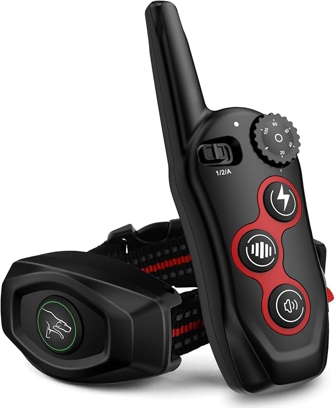 2 in 1 Dog Shock Collar - Bark Collar with Remote, w/3 Remote Training Modes, Beep, Vibration 1300Ft Dog Training Collar for for Small Medium Large Dogs (Red)