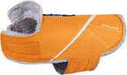 VIVAGLORY Snowrap Dog Coat, Jacket with Harness Hole, Dog Coat for Winter & Cold Weather, Fluffy Warm Fleece Lined Reflective Water Resistant for Puppy, M, Orange