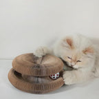 Recycled Corrugated Cardboard Cat Scratching Board with Toy Ball – Interactive Scratch Pad for Indoor Cats, Eco-Friendly & Durable Play Surface