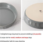 Fun Elements Shallow Dog Bowls, 10.5" Ceramic Large Food Plate for Small, Medium and Large Breeds, Non-Slip, Flat and Wide, Dishwasher Safe, Suitable for Dogs and Cats (Grey)