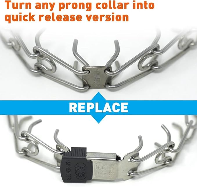 Herm Sprenger ClicLock Fastener Stainless Steel Buckle for Prong Dog Training Collar & Quick Release (Black Jacket, 4.0mm)