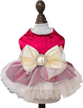 Fashion Sweet Puppy Dog Blingbling Princess Skirt Pet Dog Lace Cake Camisole Tutu Dress H-red M