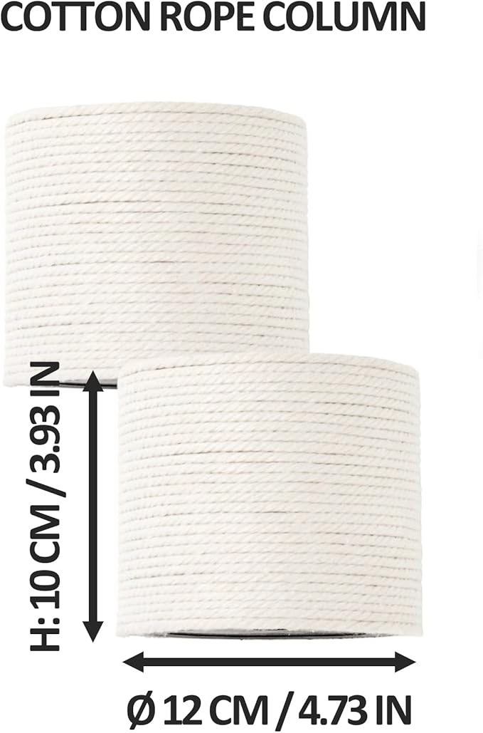 PVC Scratching Post Cotton Rope Columns for Floot to Ceiling Cat Trees, Length 10cm 3.94in