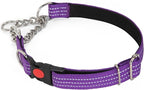 Martingale Collars,Reflective Dog Collar,Side Release Buckle,Adjustable Chain Training Pet Collars (Purple, M,Neck 13"-20")