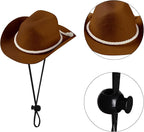 choyaxo Dog Cowboy Hat Dog Cowboy Costume for Small Pet Dogs Cat Cowboy Hat with Bandana Scarf Set Party Accessories (Brown, Large)