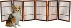Urnporium Pet Dog Gate Freestanding, Strong Durable Folding Wooden Fence, Portable Acacia Hardwood Safety Barrier for Indoor & Outdoor Use (Brown Pet Gate, 6 Panel 30" Tall)