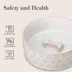 MALACASA Ceramic Dog Food Bowl, 3.5 Cups or 32oz Dog Food Water Dish for Mudium Breeds, Pet Bowl Dishwasher & Microwave Safe, Five-Leaf Grass, Series Lydia