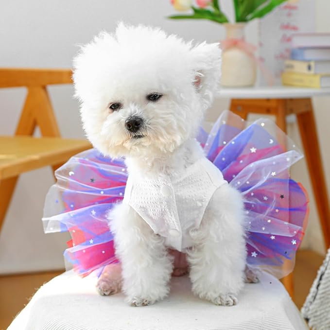 Furbabycare® Elegant Sweet Independence Day Puppy Dog Blingbling Princess Skirt Pet Dog Lace Cake Camisole Tutu Dress D-Independence Day X-Small