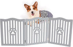 Pet Gate, Wooden Free Standing Dog Gate for Small Dogs and Cats. Great Folding Fence for Doorways, Halls, Stairs. Grey