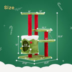Christmas Decorations, Christmas Cat Tree Tower, 32.5 inch Cat Furniture with Condo & Multiple Platforms, Green Red White Cat Tree for Indoor Cats, Large Cat Tree with Scratching Post