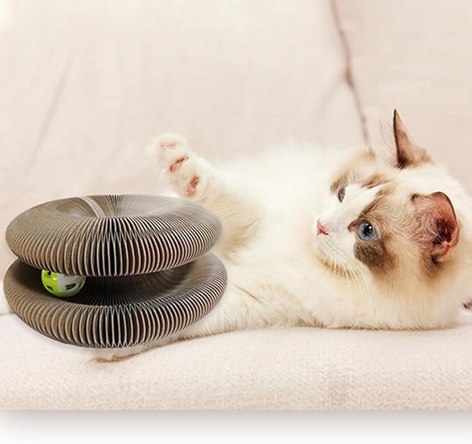 Cat Toy, Cat Scratcher, Reversible Infinity Style Magic Organ, Scratch-Resistant and Abrasion-Resistant, Foldable Cat Toys for Indoor Cats