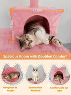 Cat Tree 60.63 inches Cat Tower for Indoor Cats, Multi-Level Cat Condo Furniture with Scratching Posts, Plush Perches, Activity Center with Cozy Basket & Hammock for Cats (Pink)