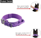 Tactical Dog Collar with Heavy Duty Metal Buckle and Control Handle for Medium Large Dogs Training(Purple, X-Large)