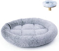 SHENGOCASE Round 12" Fluffy Faux Fur Cat Tree Tower Replacement Parts Bed Cushion with Hook Tapes, Round Donut Cuddler Cat Dog Bed for Desk Table