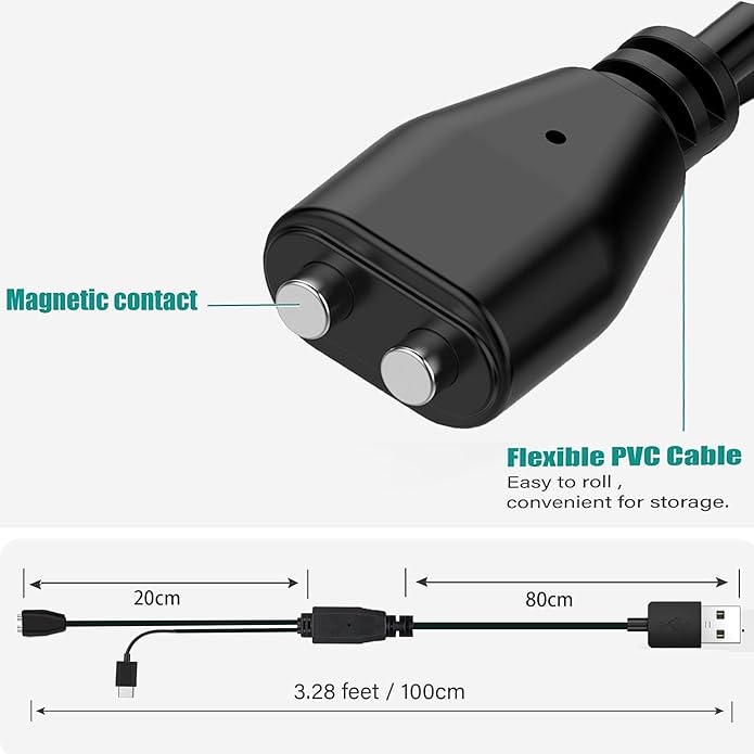 Compatible with Jugbow Dog Shock Collar Charger, USB Charging Cable Dog Training Collar and Remote, 2-in-1 Magnetic Charging and Micro USB Cable Replacement Charger Cable Compatible with Jugbow Dog Shock Collar