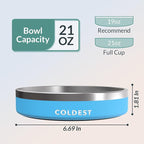 Coldest Dog Bowl - Anti Rust Metal, Non Slip, 3 Layers Insulated Stainless Steel Dog Bowls - Spill Proof & Heavy Duty - Water Bowl for Dogs, Cats & Pets, Dish Washer Safe (21 oz, Celestial Blue)