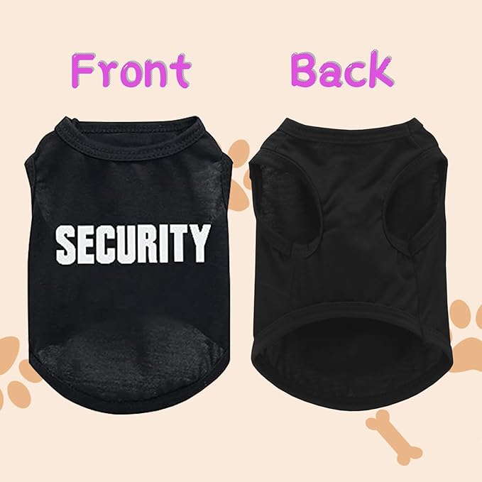 2Pack Dog Security Costume Cotton Dog Shirt for Small Dog Boy Pet Clothes K9/Security Puppy Black Vest T-Shirts Cat Top Tee Breathable Stretchy (X-Small)