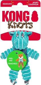 KONG Floppy Knots - Durable No‑Stuffing Squeaky Rope & Plush Dog Toy - for Teething, Playing (Hippo, X-Small)