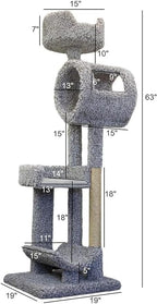 Maykoosh Large Cat Tree for Multiple Cats Sturdy Cat Penthouse with Scratching Posts Beige Neutral/23 L x 24" W x 63" H