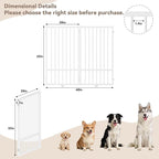 Full Metal Freestanding Dog Gate with Door, 36''Height Foldable Pet Dog Fence for Indoor & Outdoor, 2 Panels Extra Wide Free Standing TallDog Gates for Doorways,House,Stairs,Porch,Deck,Yard