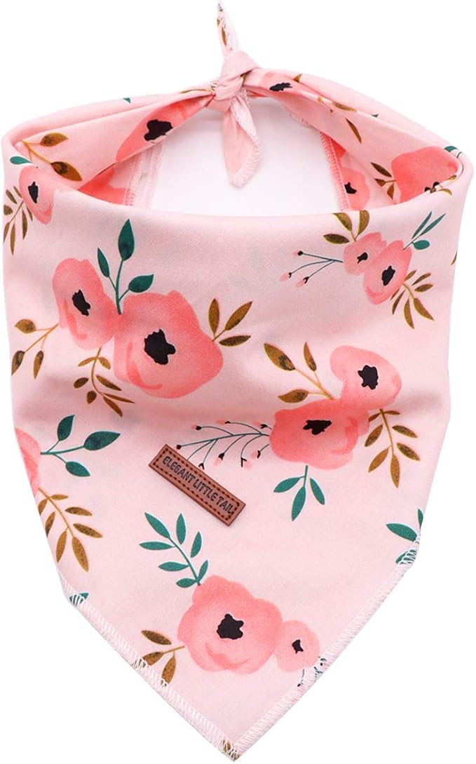 Elegant Little Tail Bandana for Boy Girl Small Medium Large Dogs, Comfortable Bibs Scarf, Adjustable Square Kerchief