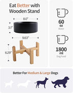Elevated/Raised Dog Bowl Wood Stand for Medium Large Breed,Dog Food Water Dish Holder, 8 in Non Slip Porcelain Pet Bowl Stand Extra Big Height 6.29" Tall