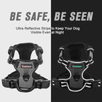 BARKBAY No Pull Dog Harness Front Clip Heavy Duty Reflective Easy Control Handle for Large Dog Walking(Dark Grey,M)