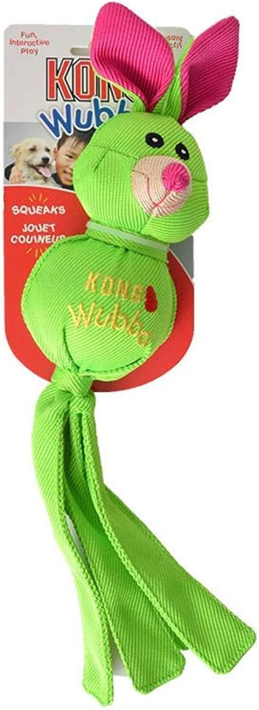 KONG Wubba Friends Ballistic Dog Toy - Durable Interactive Squeaky Toy for Dogs, Assorted Colors/Animals, Ideal for Fetch & Tug-of-War (Large)