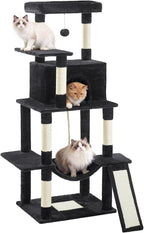 Cat Craft Cat Tree 63 Inch Cat Tower for Indoor Cats, Multi-Level Cat Tree for Large Cats 20 lbs+ Heavy Duty Cat Tower with Sisal Scratching Posts, Hammock, Condo and Extended Platform, Black