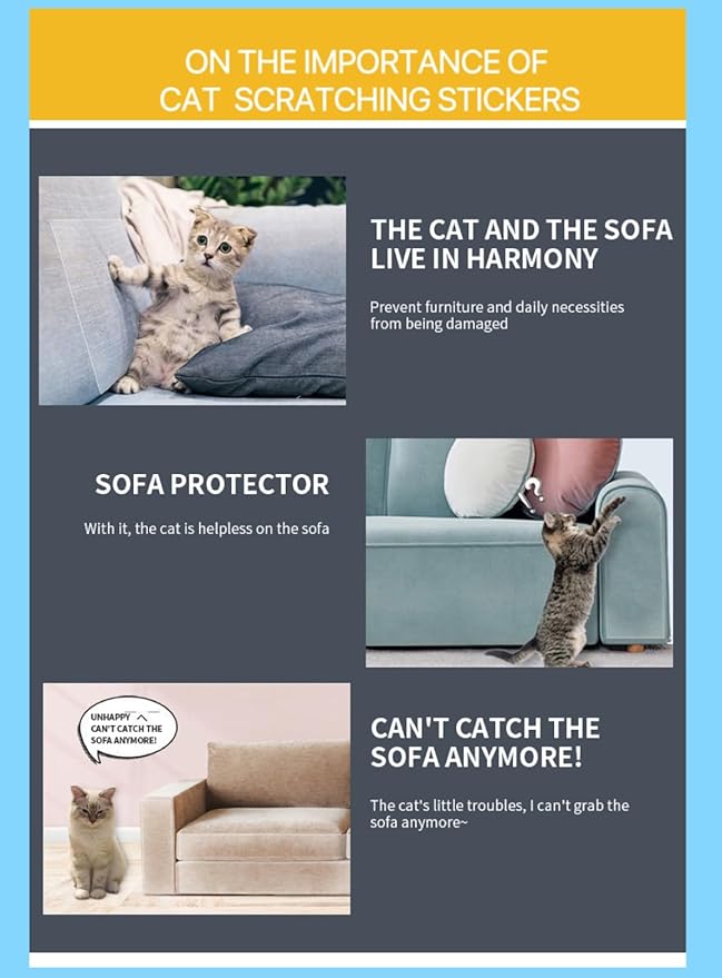 Cat Scratch Furniture Protector: Cat Anti Scratch Tape - Door Protector from Dog Scratching - Clear Training Self Adhesive Tape for Carpet, Sofa, Couch, Door(Transparent, 17.72" x 9.8FT)
