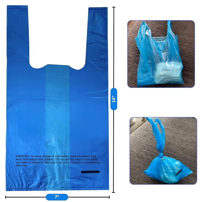 Baby Disposable Diaper Sacks (500 ct.) Fresh Baby Powder Scented Bulk Easy-Tie Diaper Sacks Nursery Trash Bags Dog Poop Bags Cat Litter Waste Bags Sanitary Pads Disposal Bags (500 Bags, Blue)