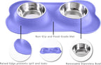 Hubulk Pet Dog Bowls 2 Stainless Steel Dog Bowl with No Spill Non-Skid Silicone Mat + Pet Food Scoop Water and Food Feeder Bowls for Feeding Small Medium Large Dogs Cats Puppies (Large, Purple)