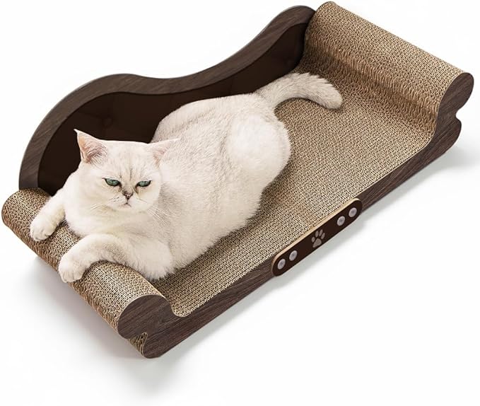 NATUYA Cat Scratcher Cardboard Lounge Bed, 26" Extra-Large Cat Scratching Board, Durable Indoor Cats Scratch Sofa, Furniture Protector, Modern Stylish Cats Bed
