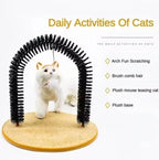 Cat Scratcher, Heavy Duty Cardboard, All Breed Sizes, Scratching and Exercise Cat Self-Groomer Bristle Ring Brush Arch with Carpeted Base Hair Cleaner Pads (Black,One Size)