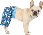 HDE Dog Swim Trunks Hawaiian Board Shorts Beach Pool Swimsuit for XS to XXL Dogs Blue Sharks - S