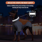 Waterproof Dog Coat for Large Dogs, Winter Warm Jacket with Adjustable Turtleneck, Reinforced D-Ring, Full Front Zipper & Elastic Leg Bands, Windproof Snowsuit Reflective Strip (Grey Orange, 5XL)
