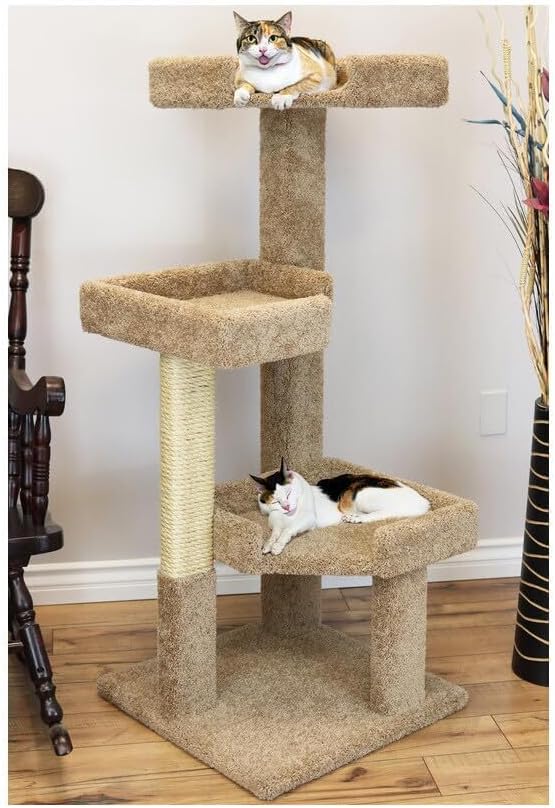 New Cat Condos 51" Solid Wood Large Cat Tree